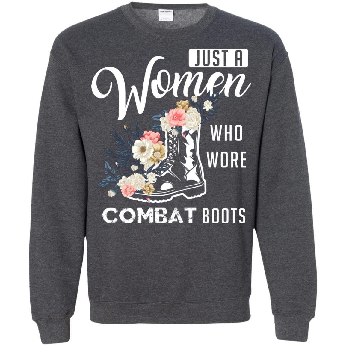 Just A Women Who Wore Combat Boots Female Veteran T-shirt Dark Heather