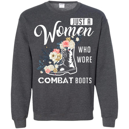 Just A Women Who Wore Combat Boots Female Veteran T-shirt Dark Heather