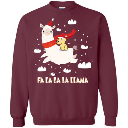 Fa La La La Llama With Labrador X-mas Gift Shirt Maroon
