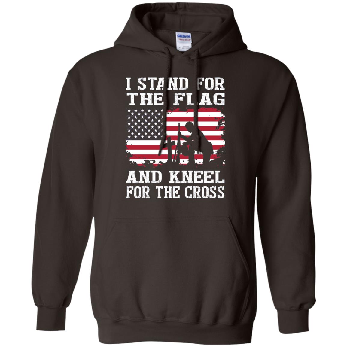 I Stand For The Flag And Kneel For The Cross Military T-shirt Dark Chocolate