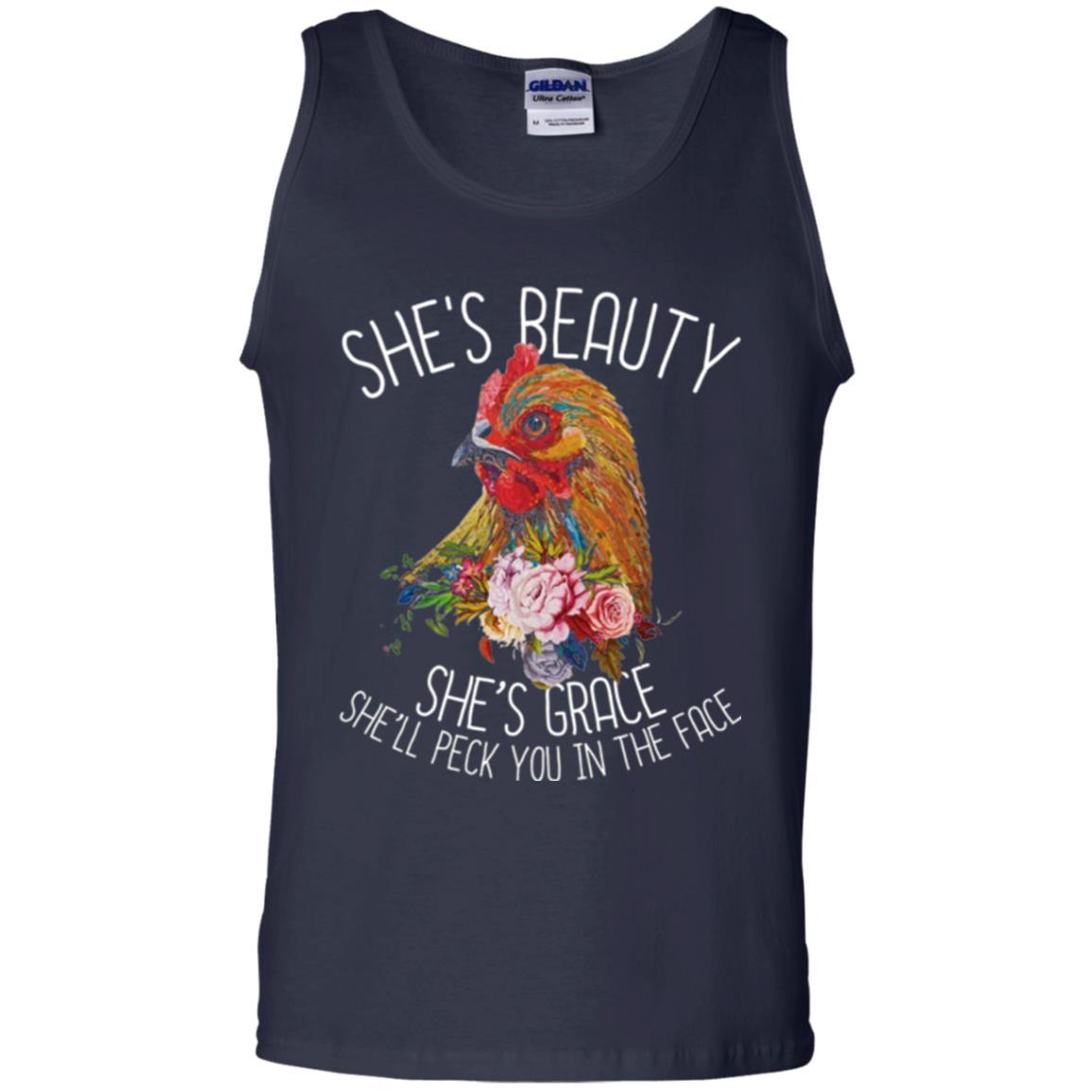 Chicken T-shirt She's Beauty She's Grace Navy