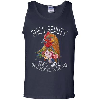 Chicken T-shirt She's Beauty She's Grace Navy
