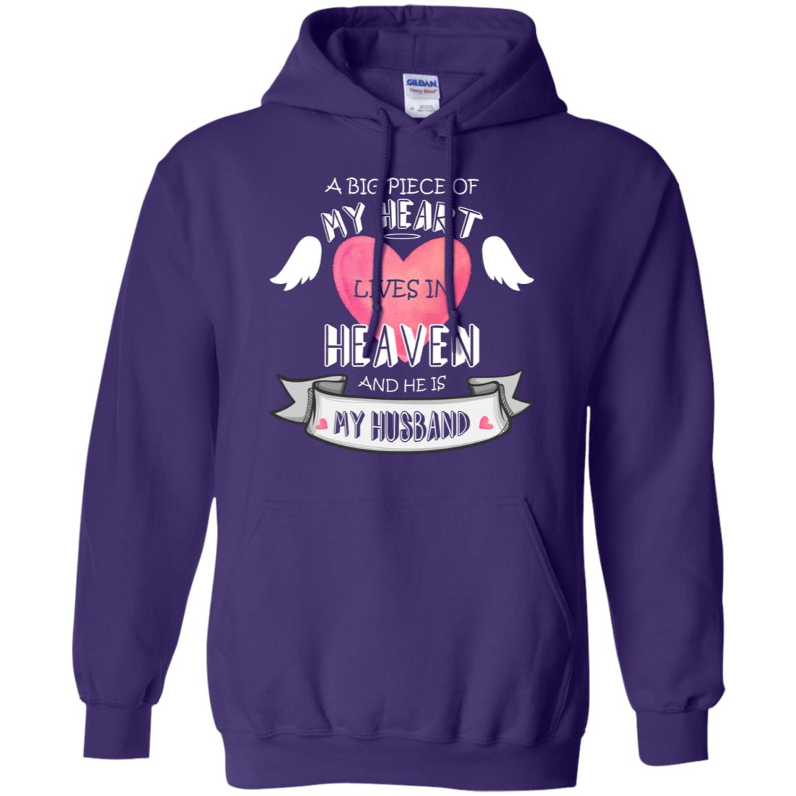 A Big Piece Of My Heart Lives In Heaven And He Is My Husband Shirt Purple