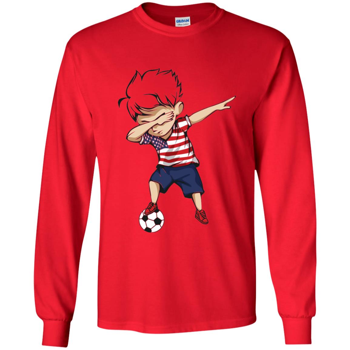 Dabbing Soccer Boy United States Jersey Shirt Usa Football Red