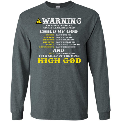 Christian T-shirt Warning I’m A Spirit-filled Spirit-lead Discipled Child Of God Dark Heather