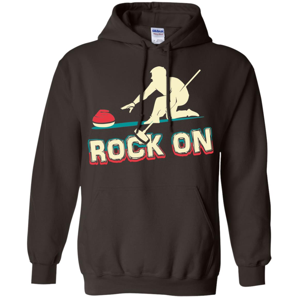 Curling Winter Lover T-shirt Rock On Curling Winter Sports Dark Chocolate