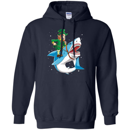 Leprechaun Riding Shark St Patricks Day T-shirt Navy