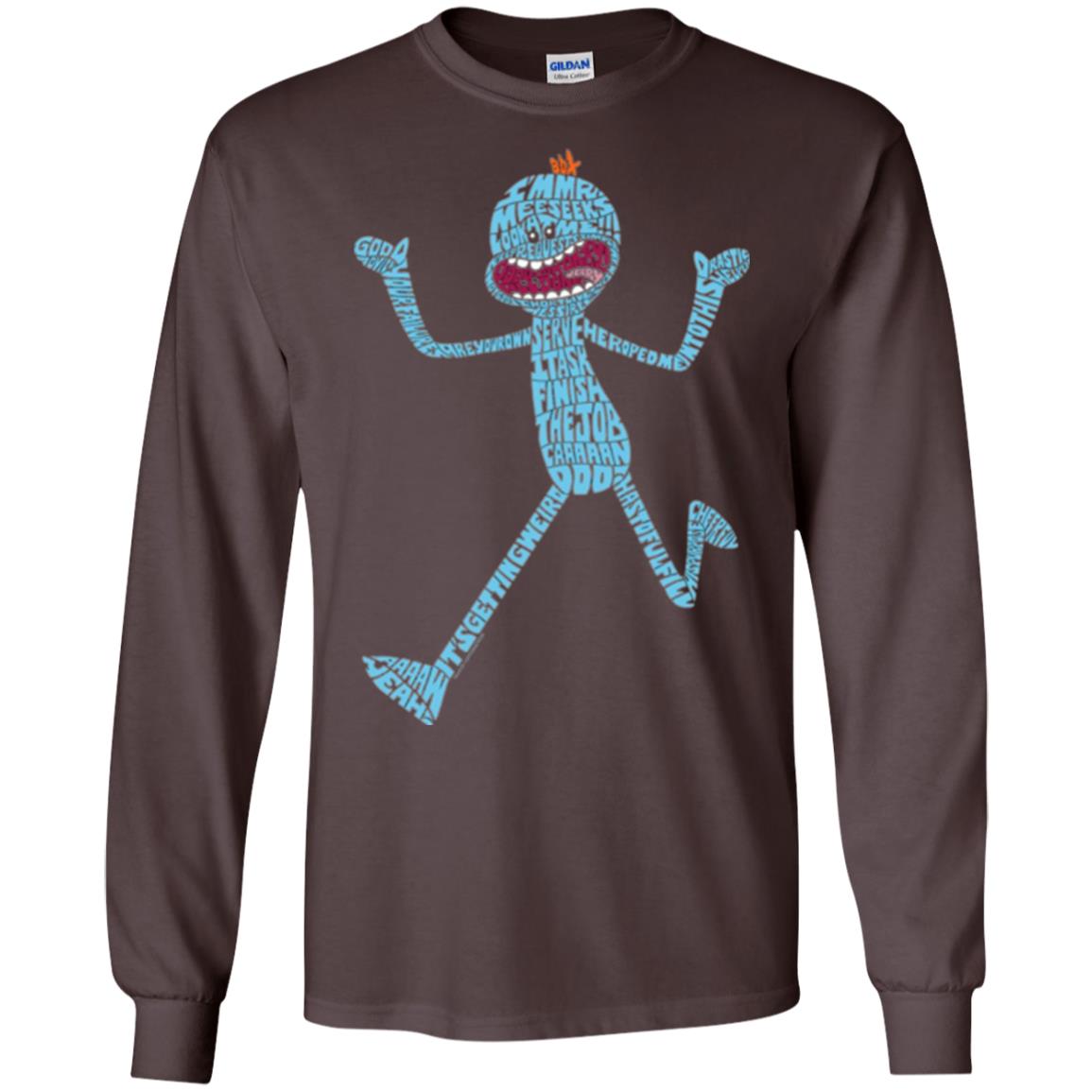 Cartoon T-shirt It_s Mr. Meeseeks Typography Dark Chocolate