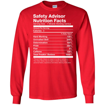 Safety Advisor Nutrition Facts Funny T-shirt Red