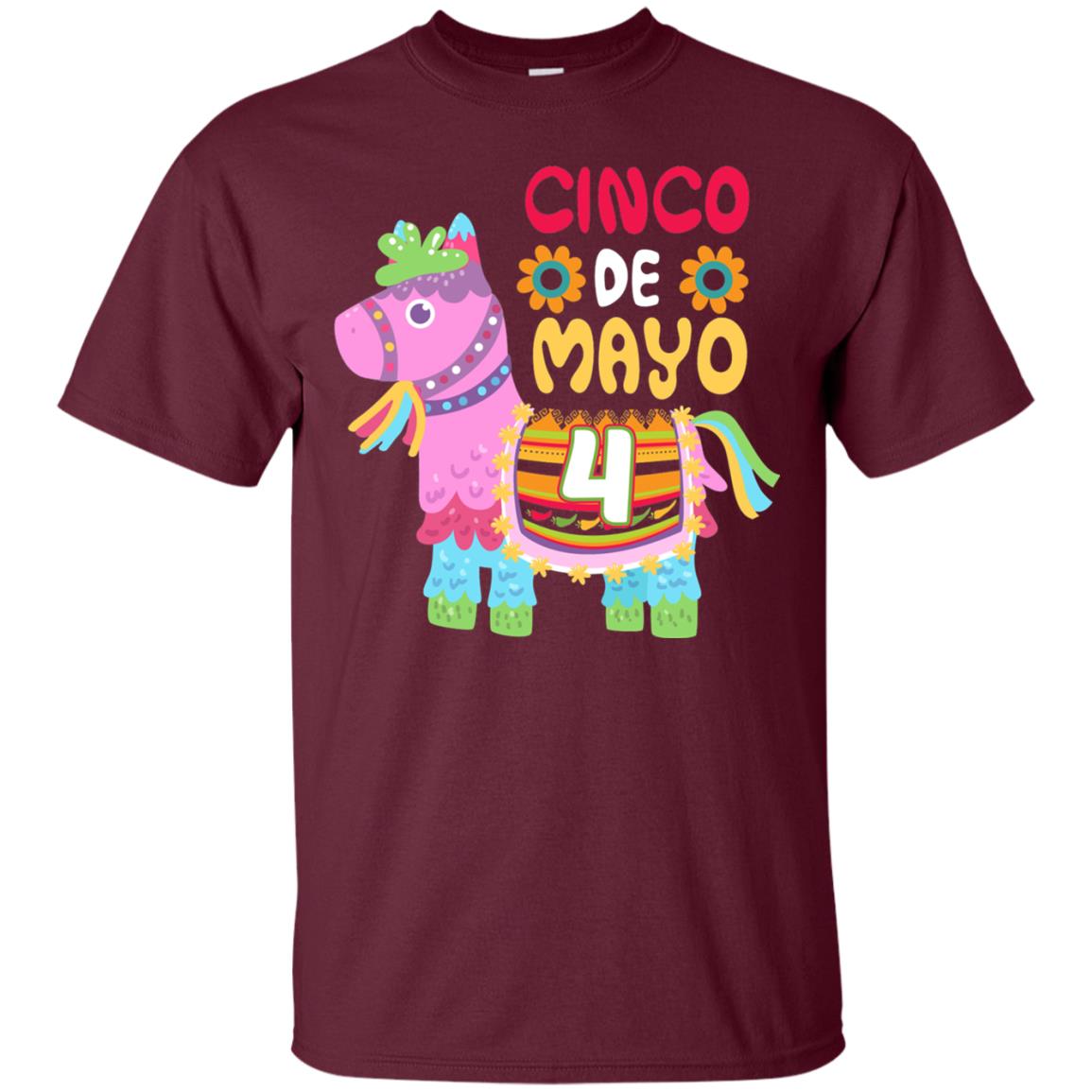 Cinco De Mayo Pinata Jockeys Horse Race 4th Birthday T-shirt Maroon