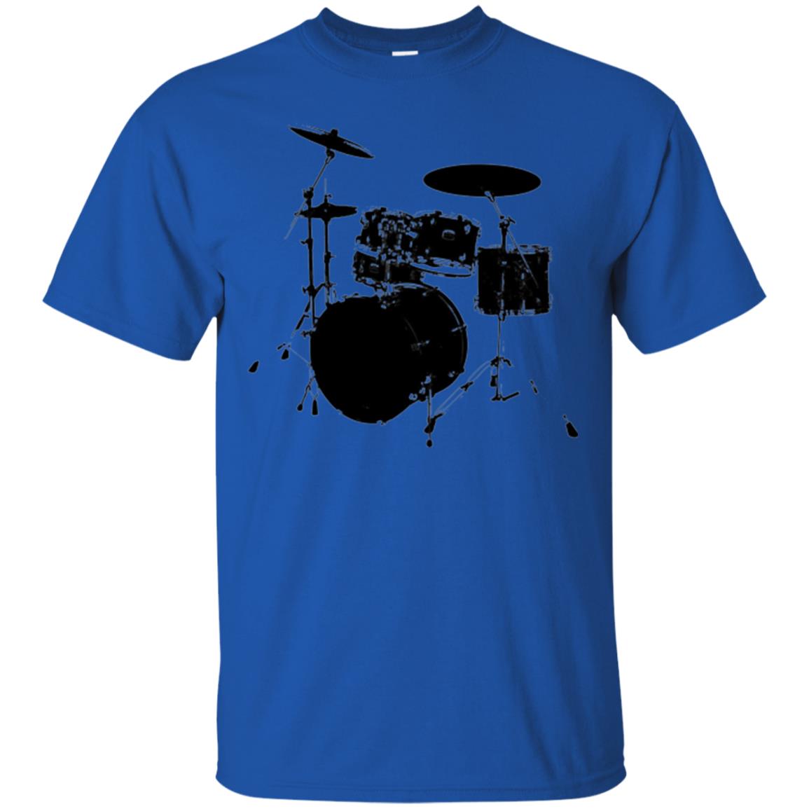 Drum Lovers T-shirt Drum Kit Stencil Print Royal