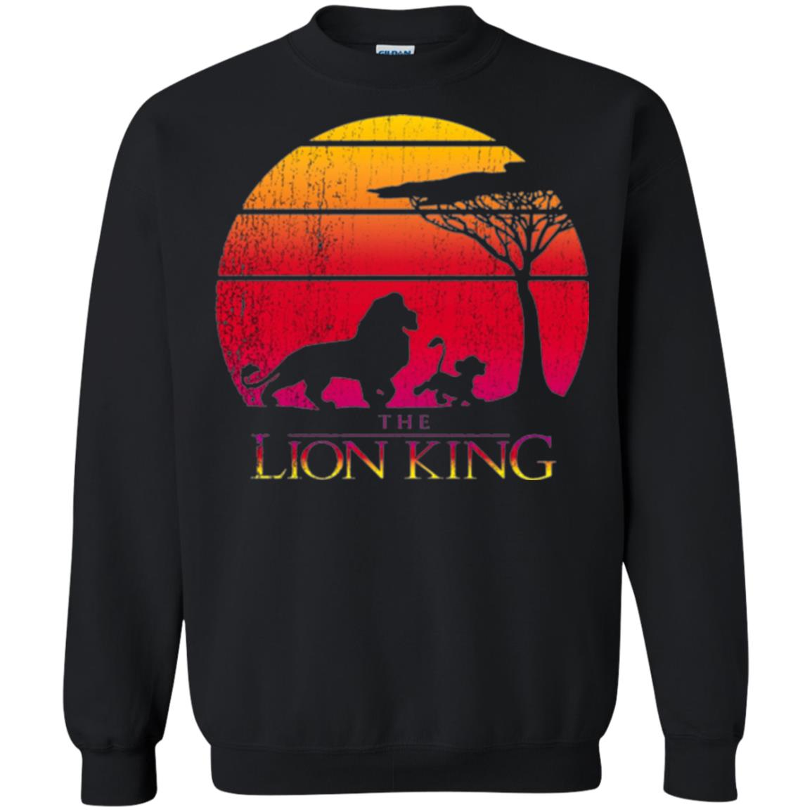 Cartoon T-shirt Lion King Vintage Sunset Black