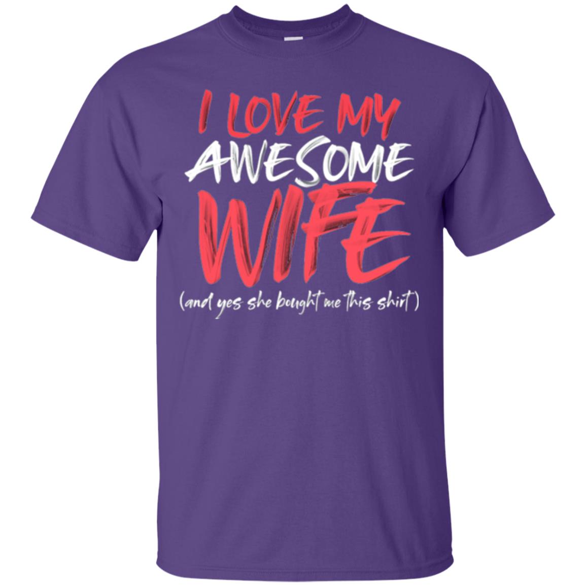 I Love My Awesome Wife Husband T-shirt Purple