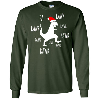 Christmas T-shirt Fa Rawr Rawr Funny T-rex Dinosaur Forest Green