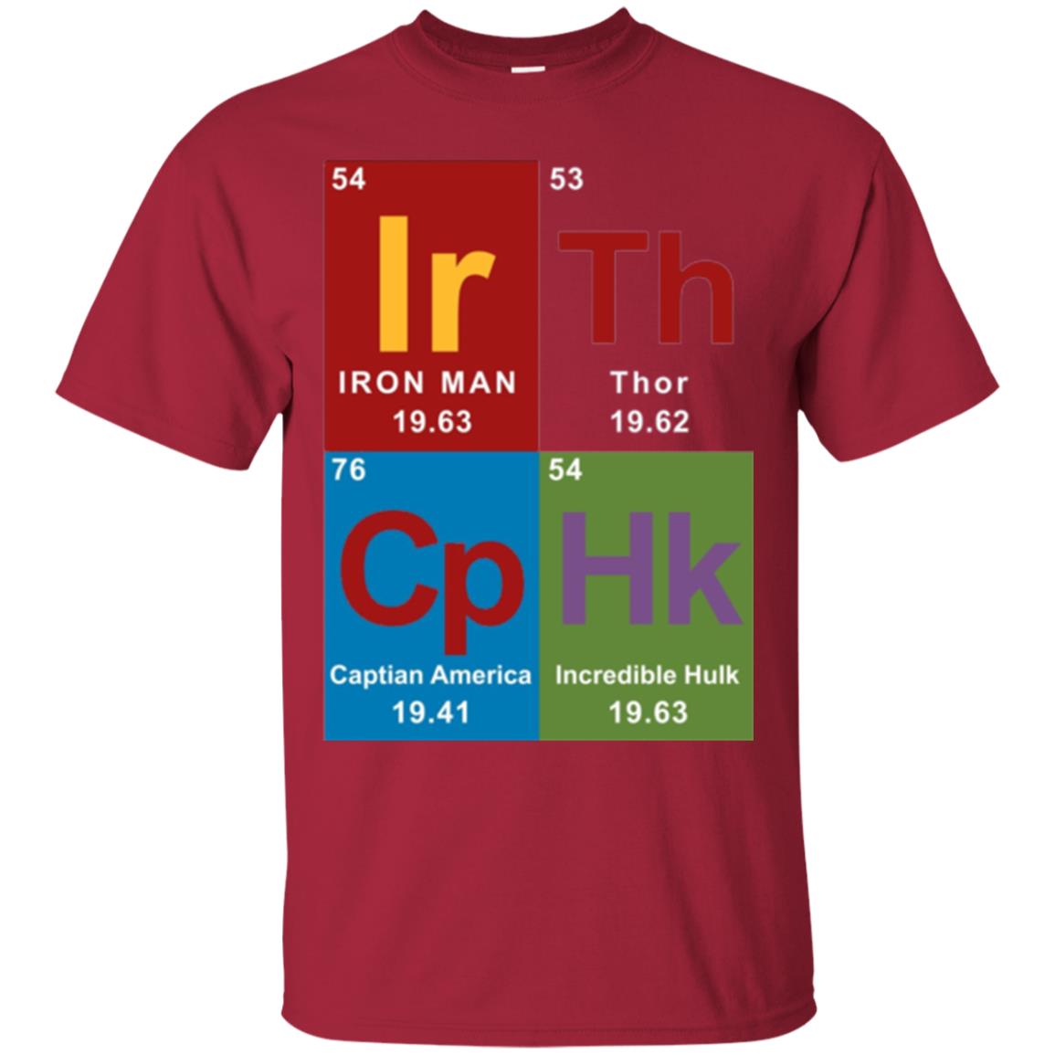 Marvel Avengers Periodic Table Elements T-shirt Cardinal