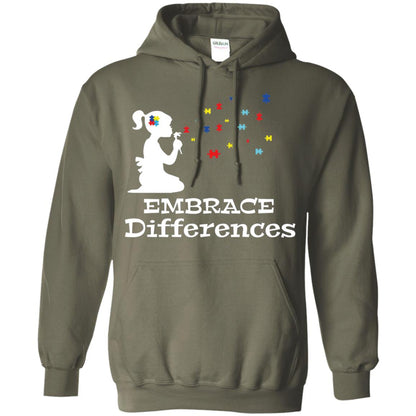 Embrace Differences Autism Awareness T-shirt Military Green