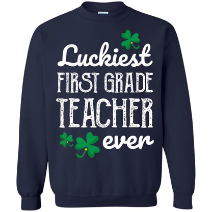 Luckiest First Grade Teacher Ever St. Patricks Day T-shirt Navy