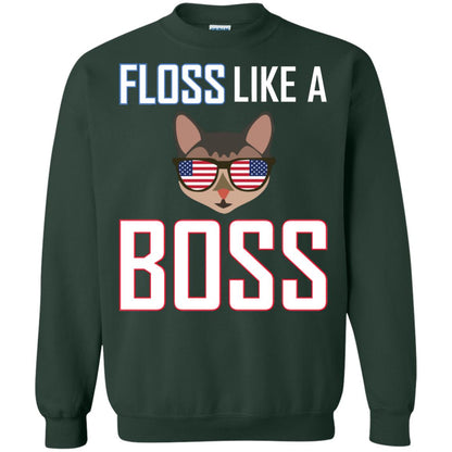 Floss Like A Boss Cat Shirt Forest Green