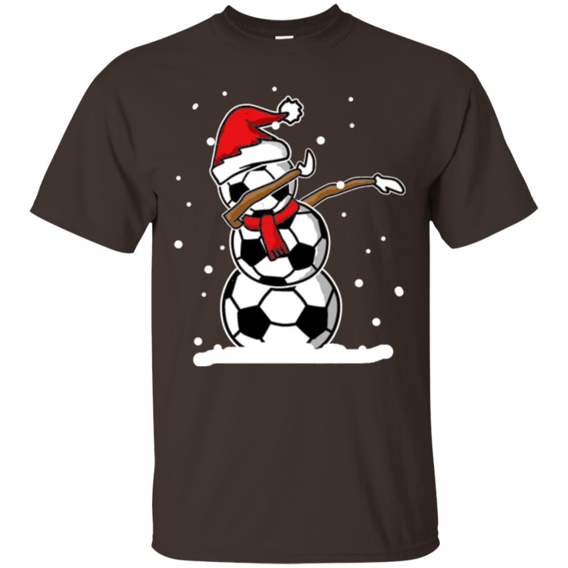 Christmas T-shirt Dabbing Snowman Soccer Dark Chocolate