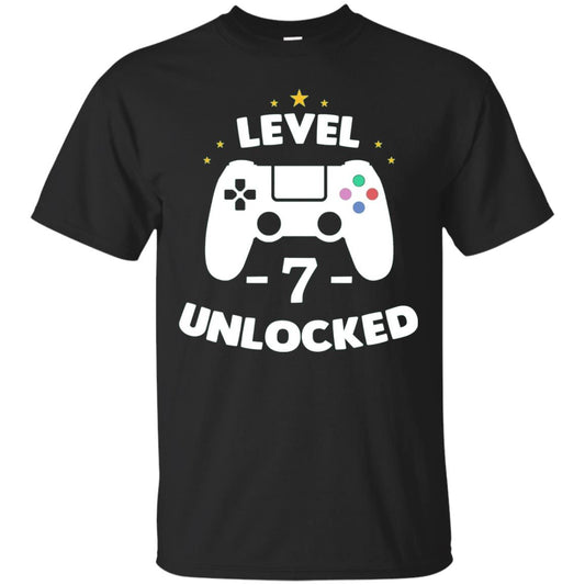 Level 7 Unlocked Gamer T-shirt Black