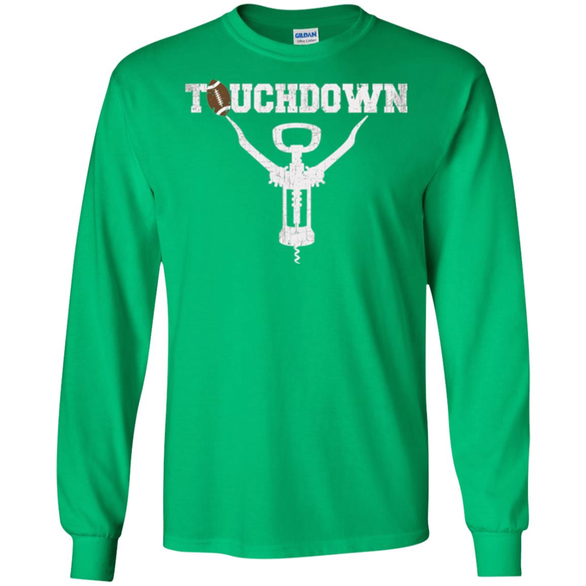 Football T-shirt Touchdown Funny Football Wine Lovers Irish Green