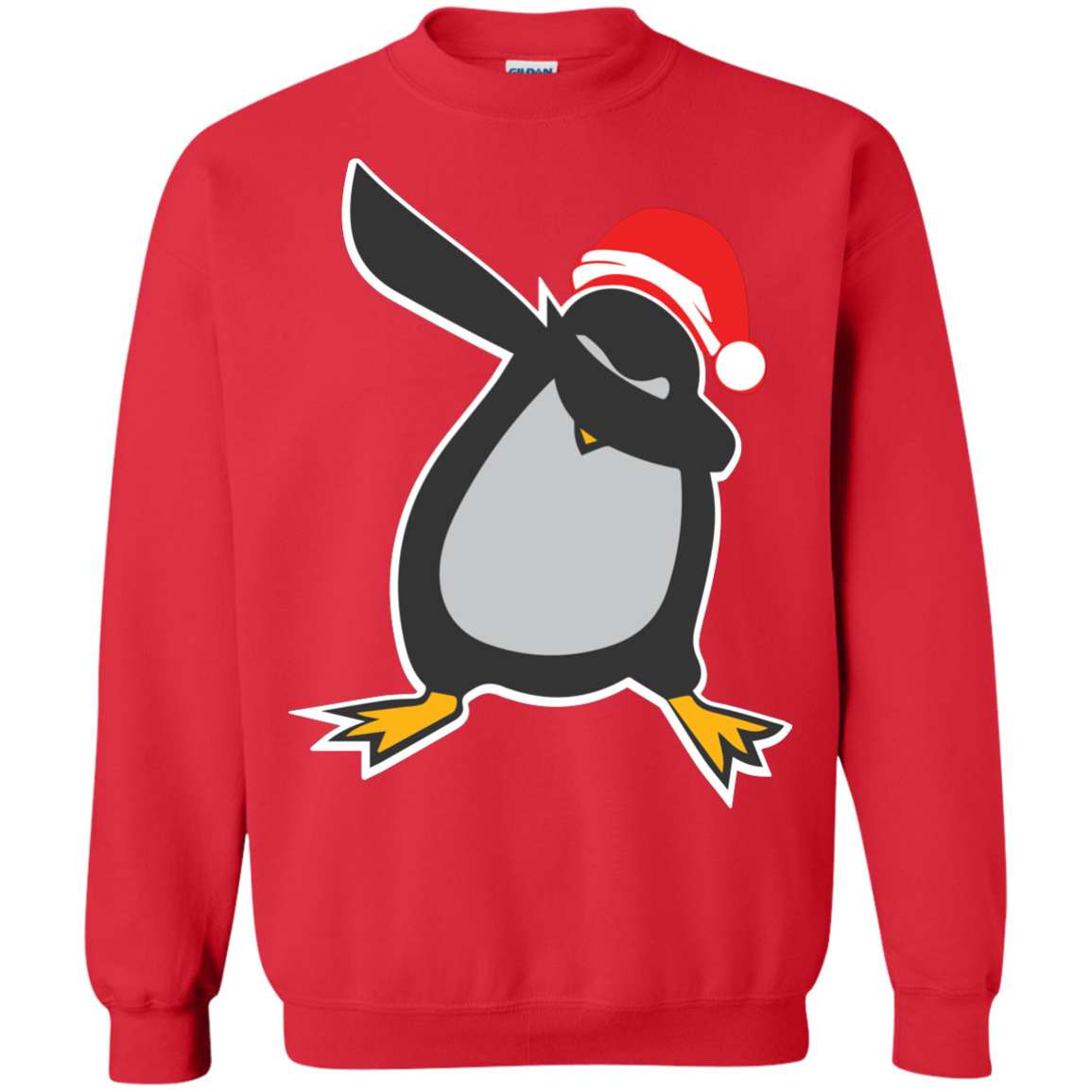 Christmas T-Shirt Dabbing Penguin Red