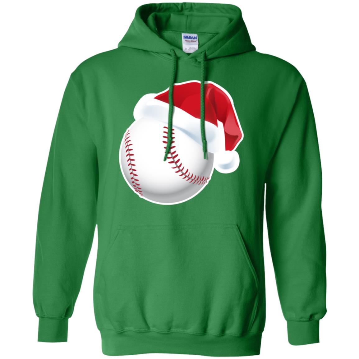 Baseball With Santa Claus Hat X-mas Shirt For Baseball Lovers Irish Green