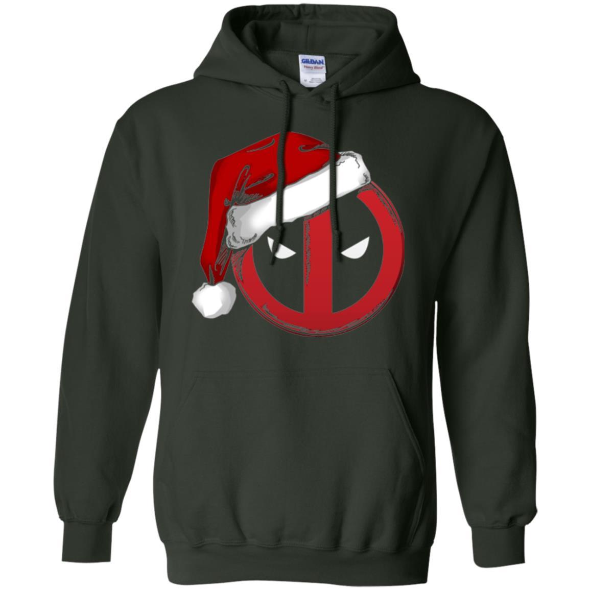 Christmas T-shirt Marvel Deadpool Icon Santa Hat Christmas Graphic Forest Green