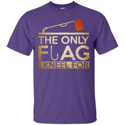 Ice Fishing T-shirt The Only Flag I Kneel For Purple