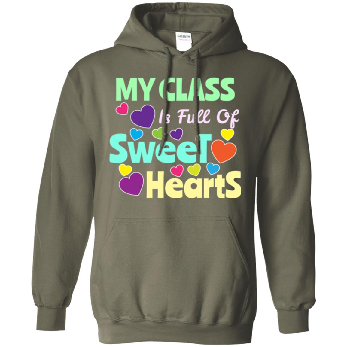 Valentines Day T-shirt I Love My Sweet Hearts Military Green