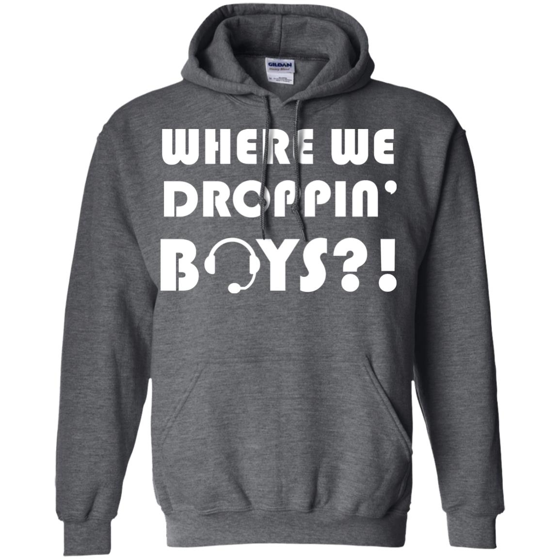 Where We Dropping Boys Gamer Shirt Dark Heather