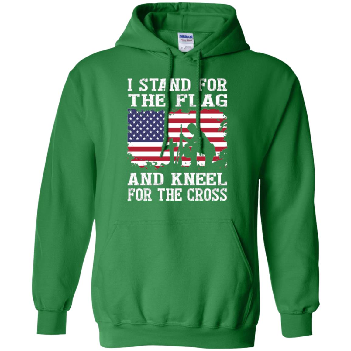 Miiitary T-shirt Stand For The Flag And Kneel For The Cross Irish Green