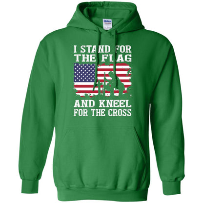 Miiitary T-shirt Stand For The Flag And Kneel For The Cross Irish Green