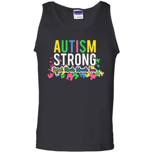 Autism Strong Support Educate Advocate Love Autism Awearness T-shirt Black