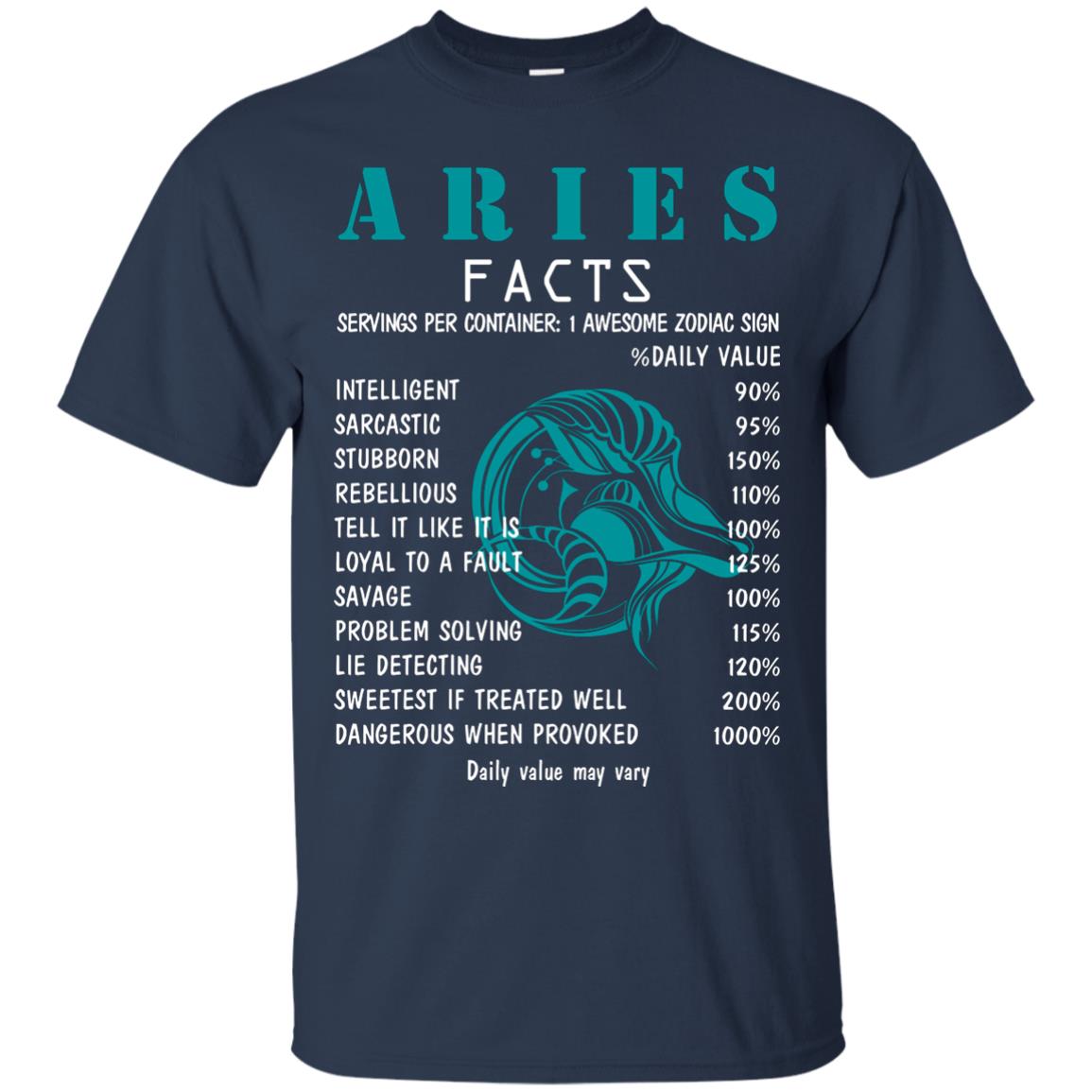 Aries Facts 1 Awesome Zodiac Sign Gift Shirt For Aries Horoscope Navy