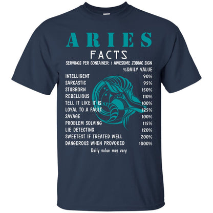 Aries Facts 1 Awesome Zodiac Sign Gift Shirt For Aries Horoscope Navy