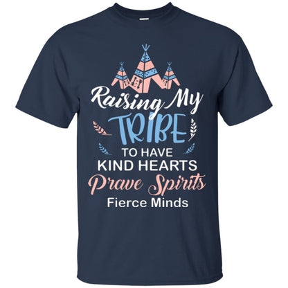Mommy T-shirt Raising My Tribe To Have Kind Hearts Navy