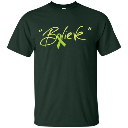 Lymphoma Symptoms Awareness Shirt Lime Ribbon Believe Forest