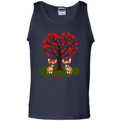 Valentine Chihuahua Couple Heart Tree Shirt Navy