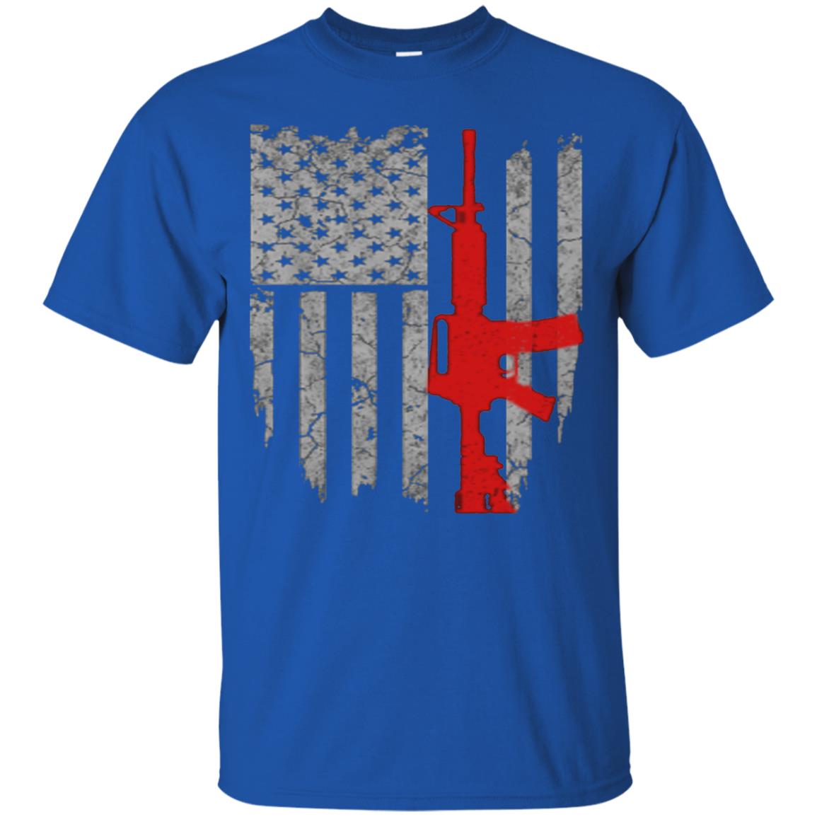 Hunting Lover T-shirt Gun Usa Flag Royal