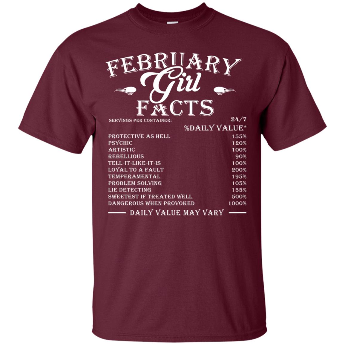 February Girl Facts Facts T-shirt Maroon
