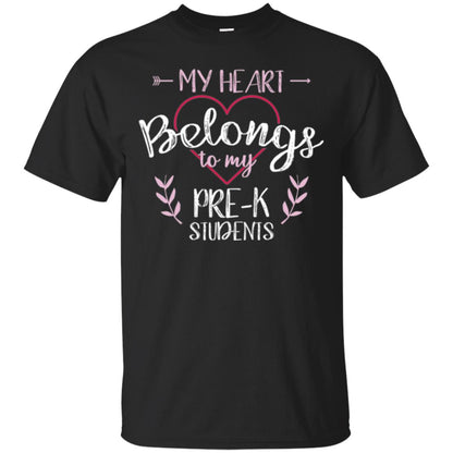 Teacher T-shirt My Heart Belongs To My Pre-k Students Black