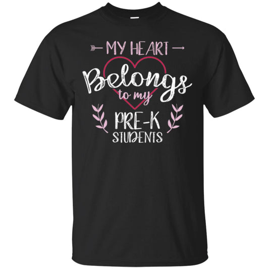 Teacher T-shirt My Heart Belongs To My Pre-k Students Black