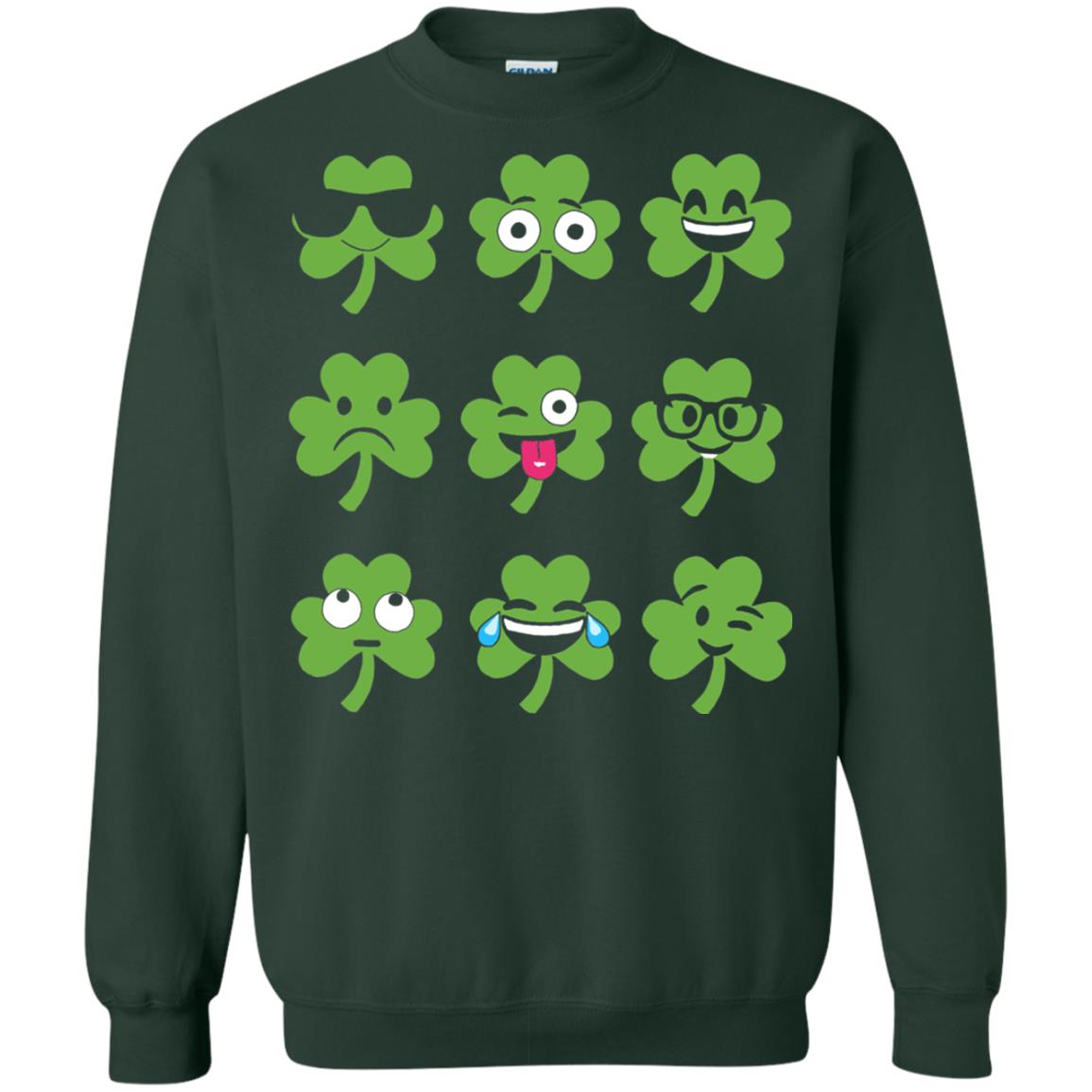 Emoji Shamrock St. Patrick_s Day T-shirt Forest Green