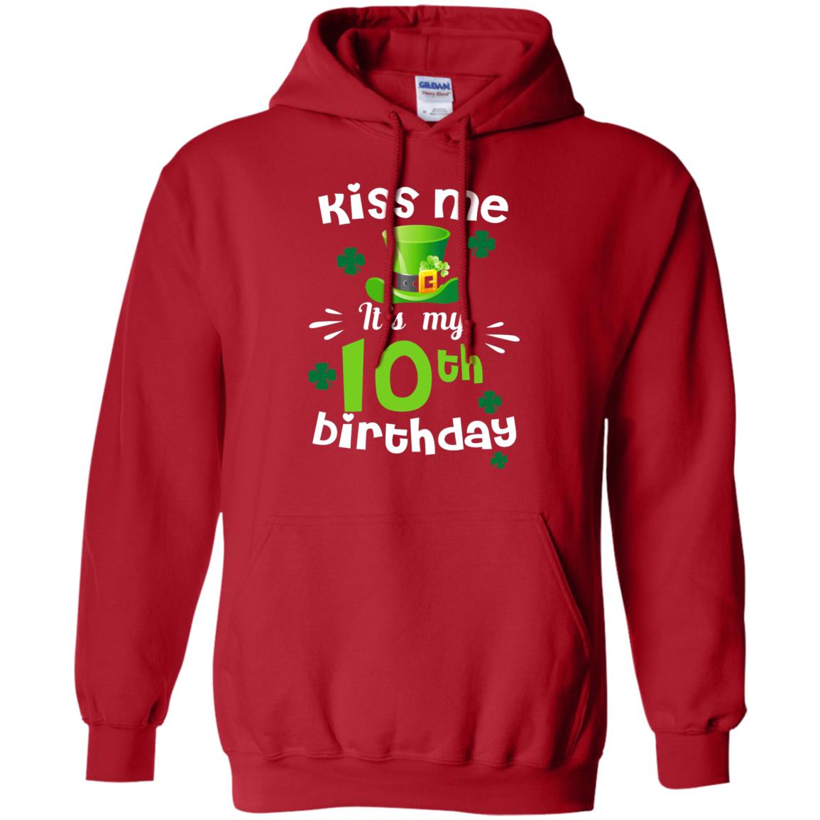 Kiss Me It_s My 10th Birthday Patrick_s Day T-shirt Red