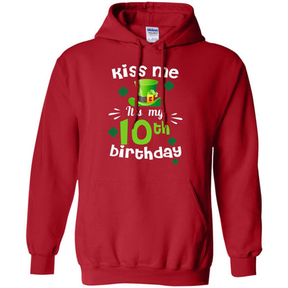 Kiss Me It_s My 10th Birthday Patrick_s Day T-shirt Red