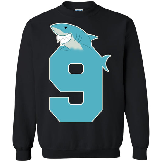 9th Birthday Shark Party Shirt Black