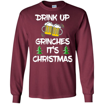 Beer Lovers T-shirt Drink Up Grinches It_s Christmas Maroon