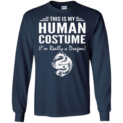 Dargon T-shirt This Is My Human Costume I_m Really A Dragon Navy