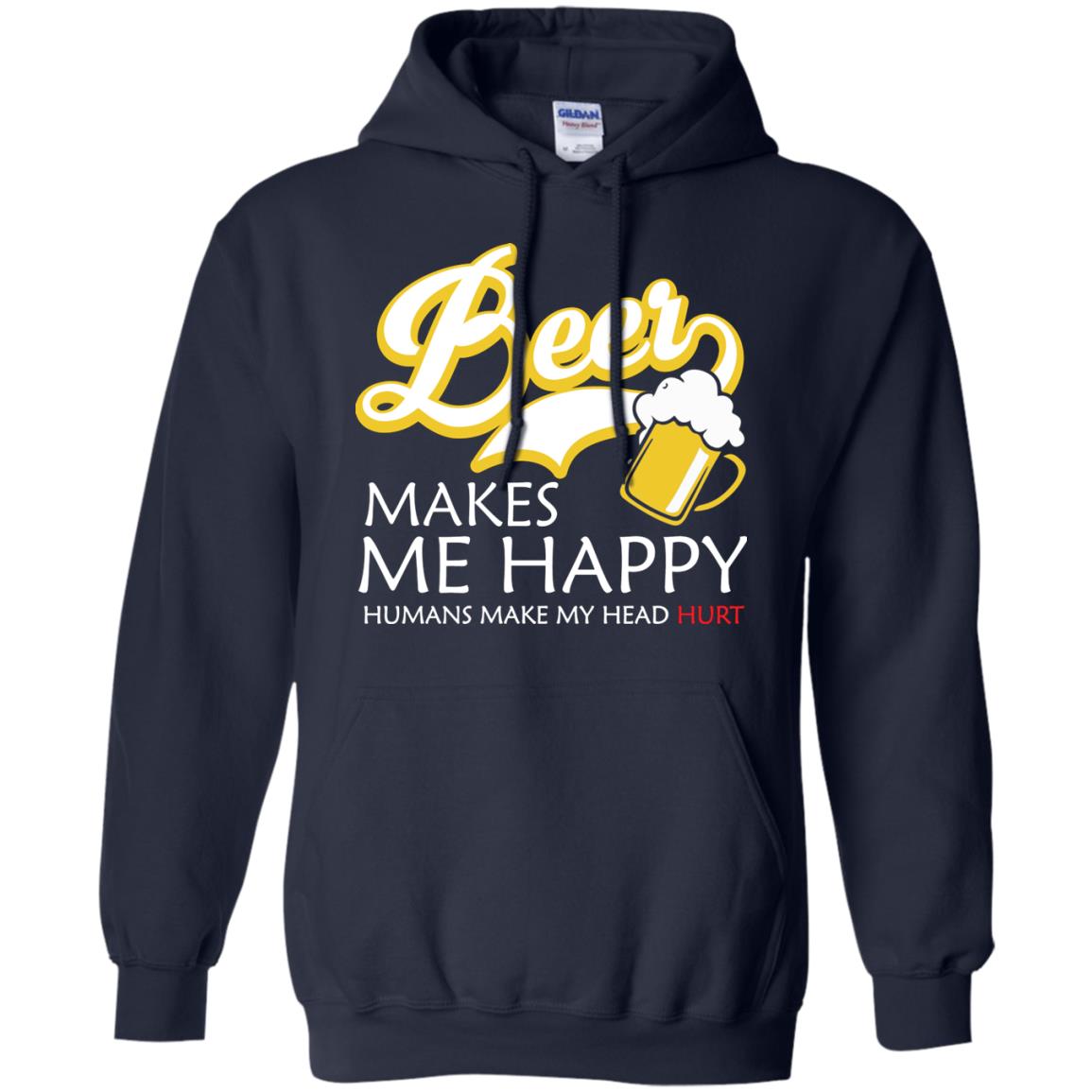 Beer Makes Me Happy Beer Lover T-shirt Navy